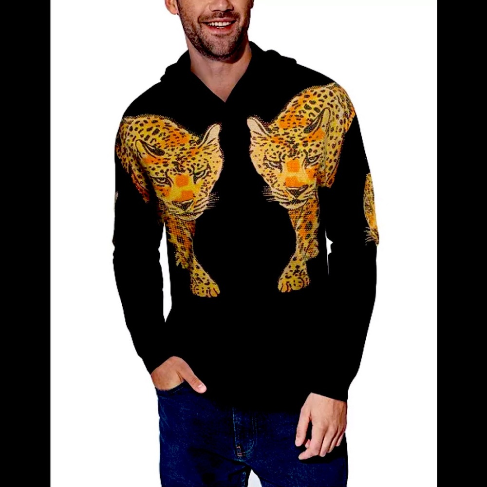 Heads And Tails double tiger rhinestones hoodie